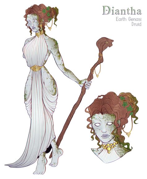 Dream Character, Earth Elemental Character Design, Unique Dnd Characters, Fae Character Art, Mythical People, Female Earth Genasi, Dnd Fey Character, Dnd Genasi, Earth Character Design