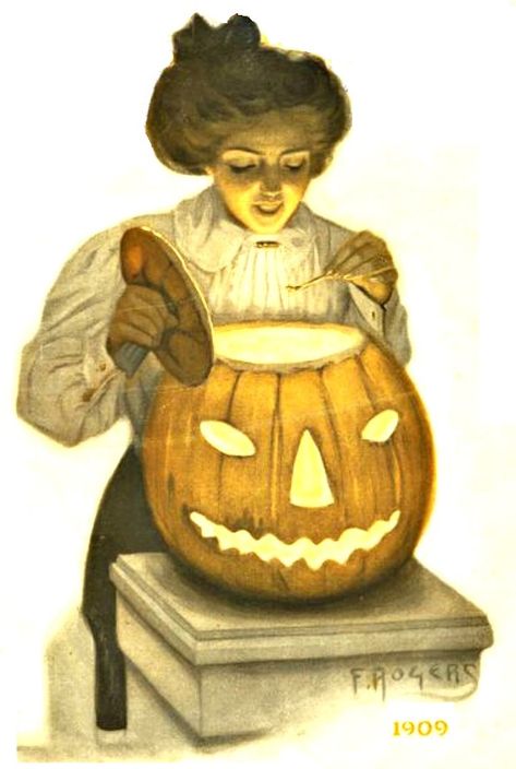 October Days, Vintage Halloween Cards, Deco Halloween, Vintage Halloween Art, Victorian Halloween, Vintage Halloween Images, Saturday Evening Post, Evening Post, Pumpkin Art