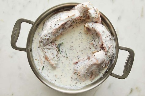 This Buttermilk Brine Will Take Your Turkey To Another Level Turkey Breast Buttermilk Brine, Milk Brine For Turkey, Buttermilk Turkey Brine, Buttermilk Brined Turkey, Brining Turkey, Best Turkey Brine, Brine Recipes, Brined Turkey, Giblet Gravy