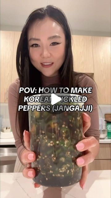 Angie Y. on Instagram: "🔥SAVE AND SHARE THIS RECIPE TO MAKE KOREAN PICKLED PEPPERS (aka: Jangajji) 🌶️ 

- Serrano peppers
- Thai chili peppers
- 2 cups brown rice/ rice wine vinegar 
- 3 tbsp fish sauce
- 2 tbsp sugar
- 1 cup of water

Combine all ingredients into a quart with the cut up peppers. Shake and store in fridge for up to 3-4 weeks! 

🧨Can you handle the spice of Korean food?! 👇🏻" Serrano Pepper Recipes, Thai Chili Peppers, Thai Chili Pepper, Serrano Peppers, Pickled Peppers, Thai Chili, Serrano Pepper, Kim Chi, Cup Of Water