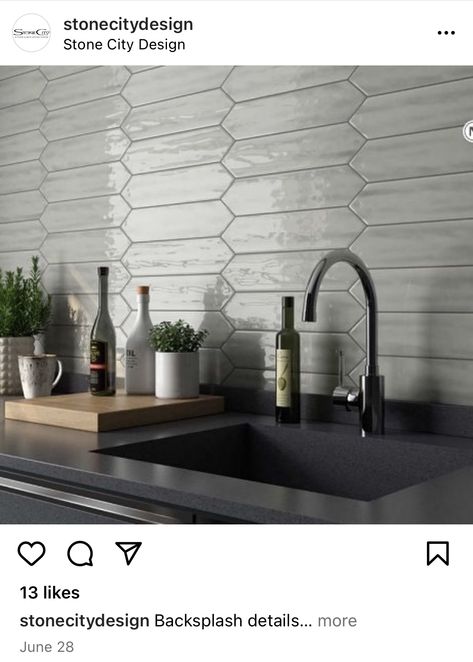 Picket Tile Backsplash, Picket Tile, Taupe Grey, Kitchen Remodel Idea, Remodel Ideas, Tile Backsplash, Backsplash, Kitchen Remodel, Tile