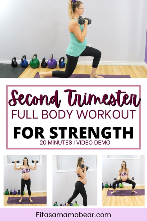 Stay strong and prevent pregnancy discomfort with this prenatal strength workout! Safe for all trimesters, this 20-minute pregnancy workout is perfect for any trimester. @fitasamamabear Pregnancy At Home Workout, Arm Workout Pregnant Women, 2nd Trimester Pregnancy Workout, Pregnancy Strength Workout, Prenatal Core Workout, Second Trimester Workouts At Home, Pregnancy Safe Workouts Second Trimester, Prenatal Workout Second Trimester, Pregnancy Weight Lifting Workout