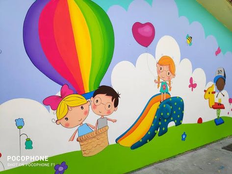 Wall Painting For Kids, Classroom Wall Painting, School Wall Painting Ideas, Classroom Walls Paint, School Wall Painting, Cartoon Wall Painting, Artist Cartoon, Diy Crafts For School, 3d Wall Painting