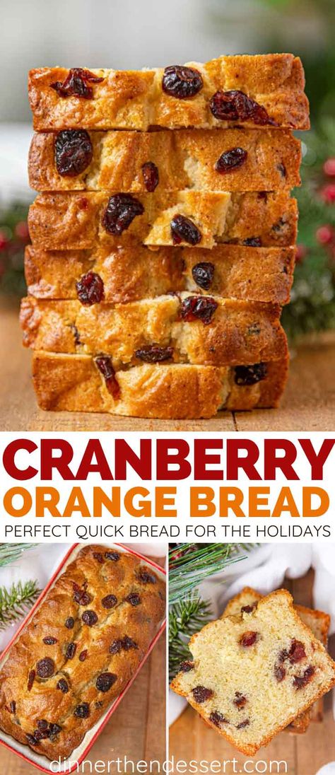 Cranberry Orange Bread is a fun Christmas or Thanksgiving quick bread. | #cranberries #thanksgiving #christmas #baking #dessert #holidays #dinnerthendessert Dried Cranberries Recipes, Pumpkin Cranberry Bread, Orange Bread Recipe, Orange Bread, Quick Baking, Cranberry Orange Bread, Holiday Bread, Pumpkin Cranberry, Cranberry Bread