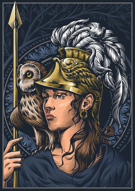 Helpless Gods on Behance Ares Art, Greek Mythology Illustration, Ancient Greek Goddess, Harley Davidson Posters, Greco Roman, Greek Mythology Art, Athena Goddess, Engraving Art, Mythology Art