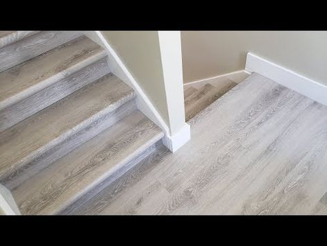 LifeProof Vinyl Flooring Stair Tread Installation from Home Depot - YouTube Vinyl Plank Flooring Stairs, Lifeproof Vinyl Plank Flooring, Flooring On Stairs, Lifeproof Vinyl, Lifeproof Vinyl Flooring, Laminate Flooring On Stairs, Stairs Vinyl, Vinyl Stair Treads, Wood Floor Stain Colors