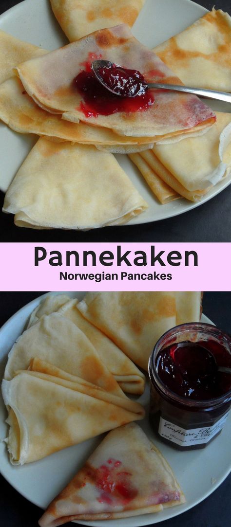 Norwegian Pancakes Recipes, Norwegian Desserts Traditional, Norweigen Recipes, Norwegian Breakfast, Norwegian Desserts, Scandinavian Breakfast, Scandinavian Dishes, Norwegian Pancakes, Nordic Recipes