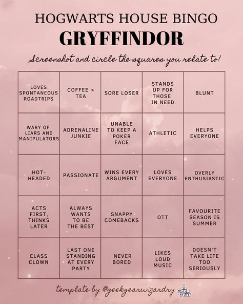 Gryffindor Poster, Harry Potter Groups, Harry Potter Hogwarts Houses, Gryffindor Aesthetic, Bingo Template, Sore Loser, Creative School Project Ideas, Harry Potter Theme Party, Harry Potter Spells