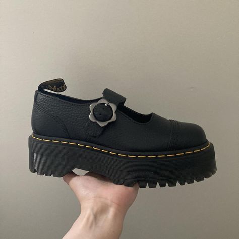 Dr Martens Addina Flower Buckle Platform Shoes in a... - Depop Addina Flower Dr Marten, Dr Martens Addina Flower, Dr Martens Shoes Women, Shoe Rack Vintage, Doctor Martens, Buckle Outfits, Doc Marten, Cloth Flowers, 90s Outfit