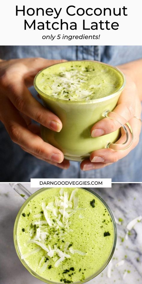 This Honey Coconut Matcha Latte uses coconut butter to slow down the absorption of caffiene and create a steady energy without any jitters. A quick and easy 5 minute recipe with 5 ingredients and 2 steps! Healthy Matcha Latte, Coconut Matcha, How To Make Matcha, Matcha Latte Recipe, Matcha Recipe, 5 Ingredient Recipes, Organic Matcha, Best Gluten Free Recipes, Latte Recipe