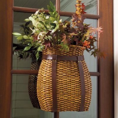 Front Door Baskets, Anniversary Candle, Style At A Certain Age, Primitive Homes, Floral Bedding, Hanging Basket, Ballard Designs, Front Door Decor, Hanging Baskets