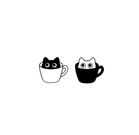 Cat Lover Tattoo, Matching Tattoos For Couples, Couple Tattoo Ideas, Cute Matching Tattoos, Matching Friend Tattoos, Stunning Tattoos, Cup Tattoo, Matching Best Friend Tattoos, Cat Cup