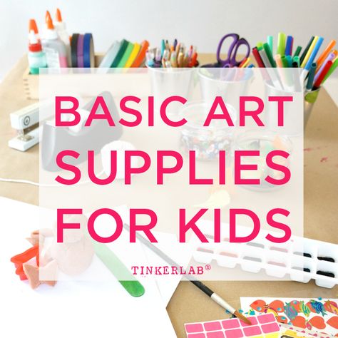 This list breaks the best supplies down, all in one tidy area. I like how economical and easy to find these suggestions are. Art Supplies For Kids, Art Supplies List, Basic Art, Homemade Art, Art Cart, Kids Art Supplies, Craft Projects For Kids, Homemade Crafts, Preschool Art