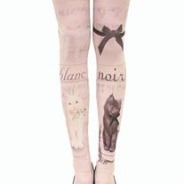 Cat Tights, Funky Tights, Tattoo Tights, Black And White Kittens, Pink Tattoo, Style Kawaii, Silk Stockings, Party Pants, Stocking Tights