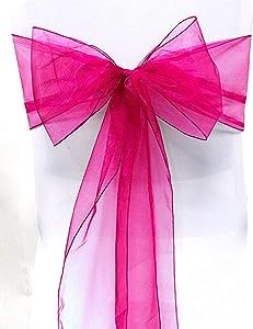 Chair Sashes Wedding, Wedding Chair Sashes, Birthday Venues, Fuchsia Wedding, Hot Pink Weddings, Pew Bows, Chair Bows, Banquet Decorations, Bow Sash