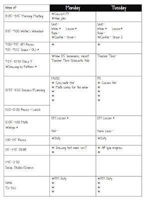 3rd Grade Thoughts: Lesson/Weekly Planner Third Grade Lesson Plans, Weekly Timetable, Third Grade Lessons, Weekly Lesson Plan, Teacher Tricks, Weekly Lesson Plan Template, Lesson Plan Format, Lesson Plan Template Free, Teaching Organization