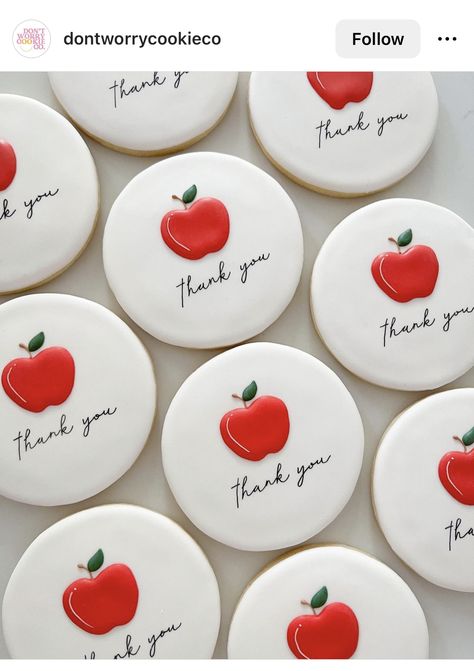 Teacher Themed Cookies, Teacher Sugar Cookies Gift Ideas, Teachers Appreciation Cookies, Thank You Cookies For Teachers, Teacher Cookies Appreciation, Teacher Thank You Cookies, Teacher Appreciation Decorated Cookies, Back To School Cookies For Teachers, Teacher Appreciation Desserts