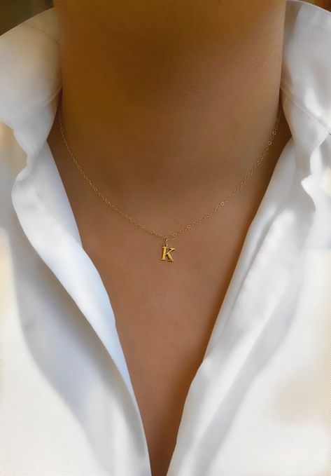 Gold Letter T Necklace, Delicate Necklace Gold Indian, K Necklace Letter, K Letter Necklace, Gold Necklace Letter, Initial Necklace Gold Letters, Necklace K, K Necklace, Gold Initial Necklace