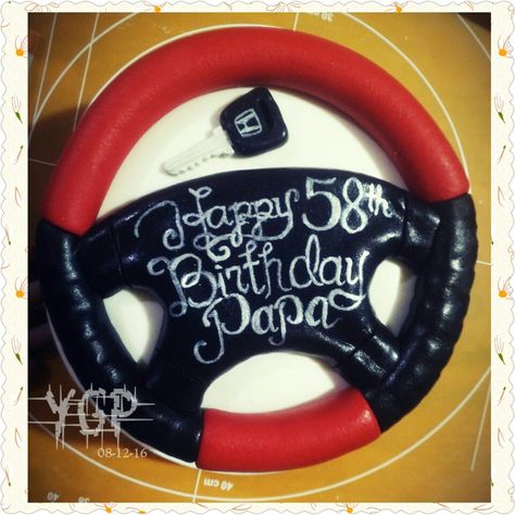 steering wheel cake Steering Wheel Cake, Wheel Cake, Creative Birthday Cakes, Creative Birthday, Cakes For Men, New Drivers, Custom Cake, Wine And Dine, 16th Birthday