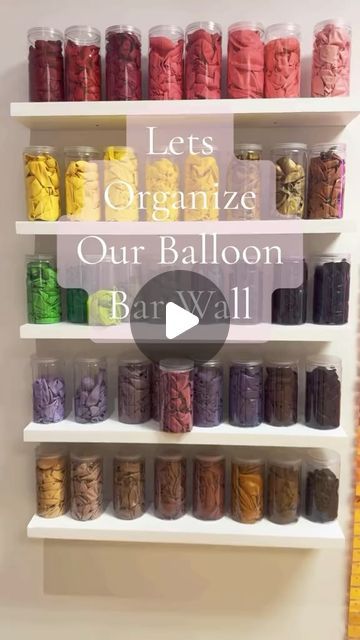 Party Hop 🎉 Balloons 🎈 on Instagram: "✨ Tis the season to organize and check off that to do list 🙌🏻 of things you never completed last year 😂 We put this balloon bar up last sunmer and then decided right after that the color pattern should go top to bottom then repeat and not across the shelf then repeat 😳 So today we fixed that! ✅🙌🏻🎉  #organization #newyear #balloonwall #partydecor #balloondecor #partyshop" How To Store Balloons, Organize Party Supplies, Balloon Organization, Balloon Organization Ideas, Balloon Storage Ideas, Balloon Storage, Party Supply Organization, Balloon Bar, Business Inventory