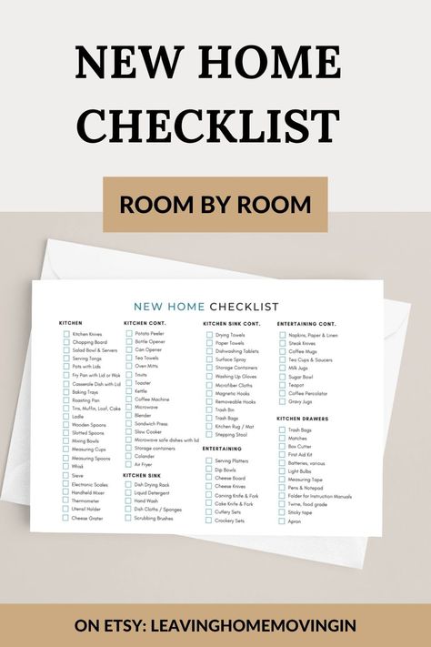 A simple list of items you need for each room of your new home. Home Essentials Checklist, List Of Household Items, New Home Essentials Checklist, Room List, Moving Out Of Home, Home Checklist, Moving Hacks Packing, New Home Essentials, Essentials Checklist