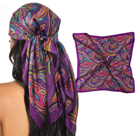 PRICES MAY VARY. PREMIUM MATERIAL - Our HBselect head scarf for women's hair is made of high-quality 100% Polyester that feels silky smooth, soft and skin-friendly to the touch and adds a touch of luxury to any outfit. PORTABLE & BREATHABLE - The hair scarf for women is designed to be both comfortable and breathable, you can wear them all day without feeling too hot or uncomfortable. The silk scarf is lightweight and easy to fold up, making them perfect for taking with you on the go. VERSATILE S Ladies Head Scarf, Leaf Scarf, Scarf Silk, Fashion Scarves, Scarf For Women, Bandana Hairstyles, Hair Scarf, Hair Wraps, Women's Hair