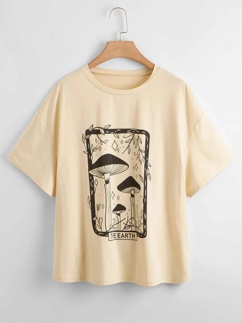 Mushroom Print, Plus Size Tees, Summer Plus Size, Short Sleeve Pattern, Swaggy Outfits, Print Tee, Casual Tee, Trendy Fashion Women, Plus Size T Shirts