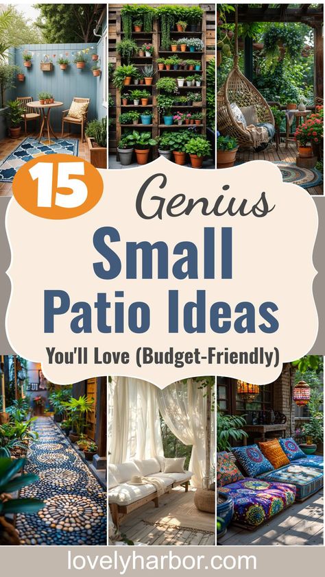 15 Budget-Friendly Small Patio Ideas You’ll Love 2 Low Cost Furniture Ideas, Small Private Patio Ideas, Decorating Small Patio, Tiny Patio Ideas, Small Patio Ideas Townhouse, Patio Ideas Townhouse, Small Patio Furniture Ideas, Small Patio Ideas On A Budget, Small Patio Spaces