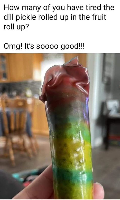 Pickle With Fruit Roll Up, Fruit Roll Up Pickle, Pickle Ideas, Dorm Room Snacks, Pickle Roll Ups, Beautiful Pantry, Bored Jar, Bath N Body Works, Fruit Roll