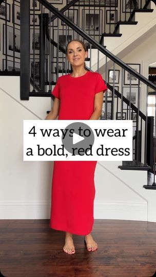 165K views · 4K reactions | BOLD RED…my newest obsession 🌹♥️💋🎈🍓

This red dress from @spanx stopped me in my tracks when I saw it the other day.

Also, the Spanx Air Essentials fabric is the most unreal, squishy, soft, amazing fabric you’ll ever feel.

Here are 4 ways to wear a fun bold red dress, since this is THEE color of the season! Which outfit is your favorite?!

Comment below with the word LINK and I’ll send you a DM with links to all these pieces! (And my code MERRICKXSPANX always works for 10% off plus free shipping ❤️)

#SpanxPartner | Merrick White / Style Educator | Danger Twins · Style How To Style A Red Dress, Red Satin Dress Outfit, Red Dress Styling, Red Dress Outfit Winter, White And Red Outfit, Red Dress Outfit Casual, Satin Dress Outfit, Red Dress Casual, Red Satin Dress