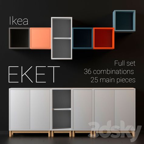 Eket Inspiration, Eket Ideas, Chest Of Drawers Ikea, Eket Ikea, Ikea Eket, Ikea Kallax Regal, Library Bookshelves, Ikea Living Room, Royal Furniture