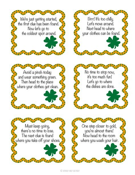 Find the Pot of Gold: St. Patrick's Day Scavenger Hunt for Kids {Printable} American ExpressDinersDiscoverlogo-jcblogo-mastercardPayPalSelzVisa Leprechaun Tricks, Sant Patrick, Treasure Hunt For Kids, St Patrick Day Treats, Scavenger Hunt Clues, St Patricks Crafts, St Patricks Day Crafts For Kids, St Patrick Day Activities, Kids Easter Basket