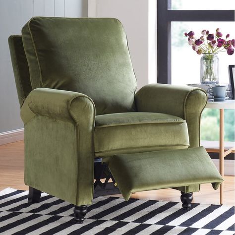 $294 | Wayfair | Push Recliner by ProLounger Farmhouse Recliner Chairs, Small Recliner Chairs, Small Recliners, Recliner Sofas, Modern Recliner, Living Room Recliner, Reclining Armchair, Rocker Recliners, Plywood Furniture