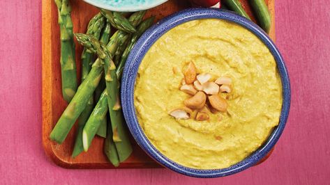 Curry Cashew Dip. You can use this delicious curried dip as a sauce on pretty much anything or as a dip with some veggies. Curry Dipping Sauce, Mango Chutney Cream Cheese Dip, Curry Dip For Vegetables, Cashew Dipping Sauce, Vegan Madras Curry, Creamy Salad Dressing, Steamed Asparagus, Grilled Tofu, Small Food Processor