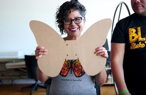 Hands-on Art Activities & Instructional Resources | Favianna How To Make Butterfly Wings Costumes, Diy Butterfly Wings Cardboard, Fairy Wings Diy Tutorials, How To Make Butterfly Wings Diy, Diy Wings For Kids, Butterfly Wings Cardboard, Diy Butterfly Wings Costume, How To Make Butterfly Wings, Cardboard Fairy Wings