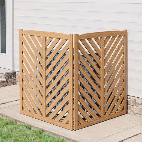 Trash Can Enclosure, Air Conditioner Fence, Outdoor Privacy Fence, Outdoor Privacy Panels, Pool Equipment Enclosure, Wood Trash Can, Mcm Living, Patio Areas, Privacy Fence Panels