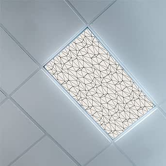 Lorougei Fluorescent Light Covers for Classroom Office-Geometric Pattern-Light Filters Ceiling LED Ceiling Light Covers-2ft x 4ft Drop Ceiling Fluorescent Decorative,Eggshell Dark Taupe Drop Ceiling Cover Up Ideas, Florescent Light Cover Ideas, Dropped Ceiling Lighting, Drop Ceiling Lighting Ideas, Fluorescent Light Covers Diy, Florescent Light Cover, Drop Ceiling Makeover, Flourescent Light, Fluorescent Light Covers