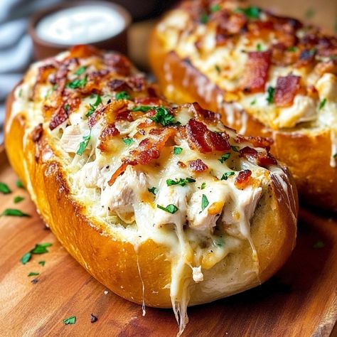 If you’re looking for a hearty and flavorful dish that’s sure to please a crowd, this Chicken Bacon Ranch Stuffed Bread is just what you need! This savory stuffed bread is filled with tender chicken, crispy bacon, and creamy ranch dressing, all baked inside a delicious loaf for a satisfying meal or snack. What makes this dish so special is the combination of flavors and textures—the richness of the chicken and bacon paired with the tangy ranch dressing creates a mouthwatering filling that ... Chicken Loaf, Chicken And Bacon, Creamy Ranch Dressing, Stuffed Bread, Chicken Crispy, Creamy Ranch, Homemade Yogurt, Chicken Bacon Ranch, Bacon Ranch