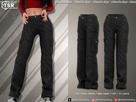 The Sims Resource - Sims 4 - Clothes - WisteriaSims - For Woman - AF Low Cargo Jeans for woman Sims 4 Clothing Sets, Pelo Cafe, Sims 4 Male Clothes, Sims 4 Piercings, Jeans For Woman, Low Waist Pants, Pelo Sims, Low Waisted Jeans, Free Sims 4