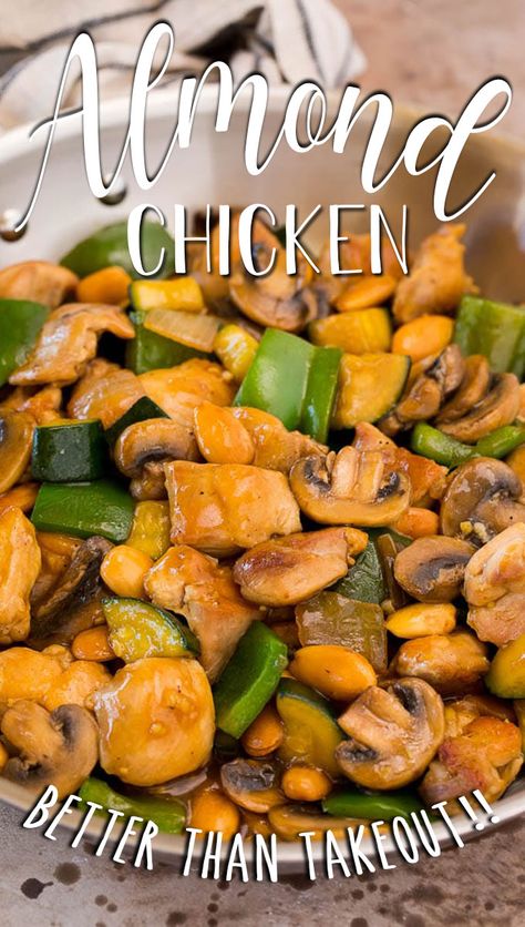 Almond Chicken Crockpot, Almond Chicken Recipes Chinese, Almond Chicken Stir Fry, Almond Chicken Chinese, Almond Chicken Recipes, Almond Chicken Chinese Recipe, Chinese Almond Chicken, Chicken Thigh Stir Fry, Kraft Foods