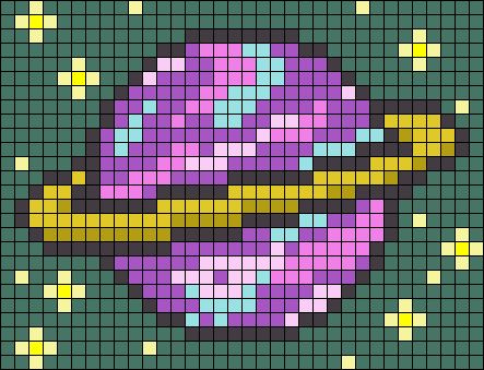 Alpha pattern #47401 | BraceletBook Planet Perler Bead Patterns, Planet Alpha Pattern, Alien Alpha Pattern, Saturn Pixel Art, Space Perler Bead Patterns, Abstract Pixel Art, Space Pixel Art, Easy Perler Beads Ideas, Easy Pixel Art