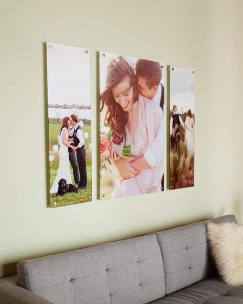 Blow up your wedding photos into gorgeous canvas prints. Apartment Decorating For Couples, Wedding Photo Walls, Wedding Photo Display, Wall Graphic, Decor Ikea, Dekor Diy, Living Modern, Photo Decor, Deco Art