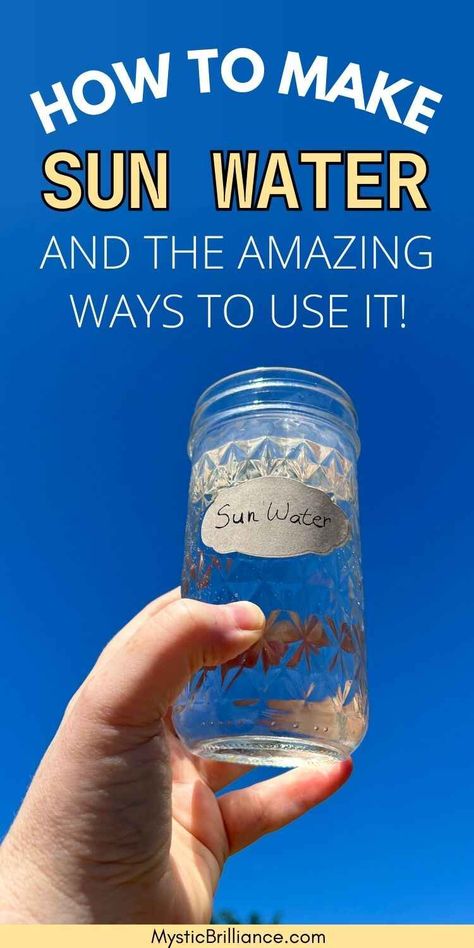 Harness the vitality of the sun when you check out this guide on how to make homemade sun water! Dive into our comprehensive guide and learn how to make this simple yet potent elixir. From selecting the best herbs and crystals to infusing water with solar energy, unlock the secrets to creating sun-charged water that nourishes body, mind, and spirit. Embrace the power of nature's energy and elevate your holistic wellness journey with sun water. Explore this guide on how to make sun water today! Sun Water Uses, Heal With Water, How To Make Sun Water, Sun Charged Water, Infusing Water, Goddess Power, Witch Bottles, Healthy Hormones, Water Molecule