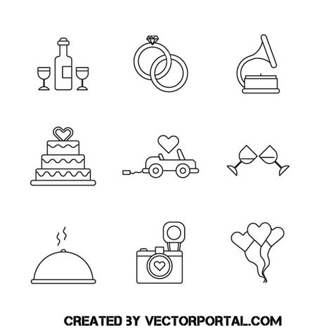 Wedding icons Wedding Icon, Free Vectors, Site Design, Icon Set, Vector Graphics, Free Vector Images, Wedding Cake, Stock Vector, Vector Images