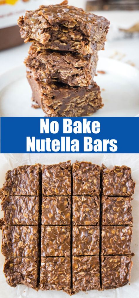 Classic No Bake Cookies, Nutella Bars, Paleo Chocolate Recipes, Nutella Bar, Mouthwatering Desserts, Easy Bar Recipes, Easy Bar, Nutella Desserts, Summer Eats