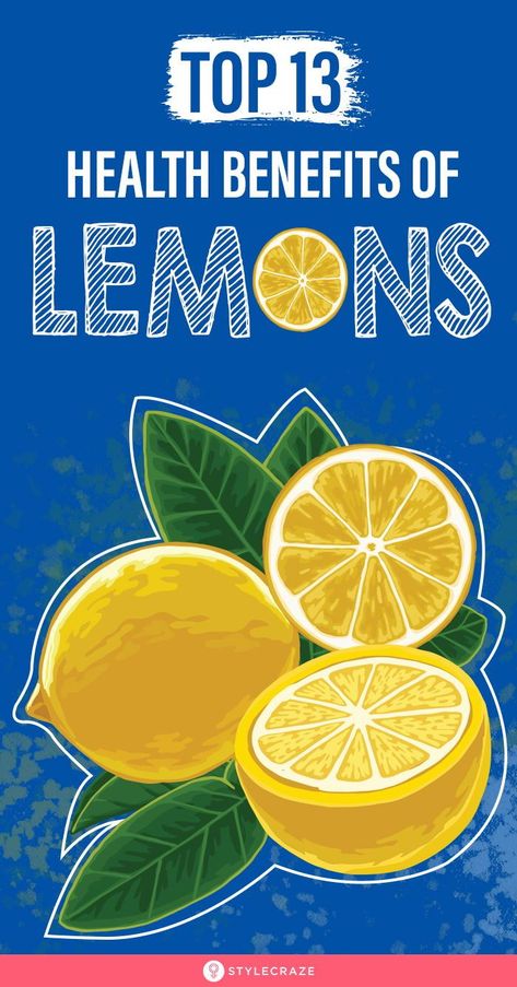 Top 13 Health Benefits Of Lemons: Lemons are also known for their health benefits, including cardiovascular protection and possible weight loss. Keep reading for more benefits. #health #healthbenefits #healthcare #lemons Health Benefits Of Lemon, Lemon Health, Benefits Of Lemon, Lemon Health Benefits, Health Benefits Of Ginger, Lemon Uses, Lemon Diet, Ginger Benefits, Lemon Benefits