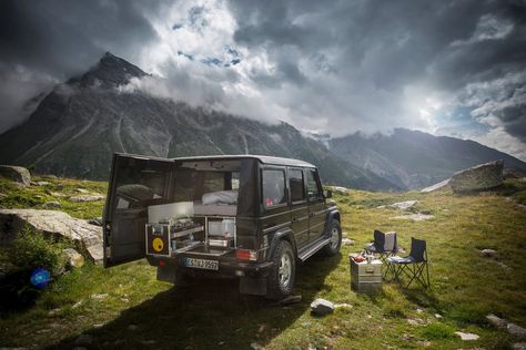 The G-Class is more rugged than other vehicles Ququq has served in the past, laying way... Lightweight Campers, Caravan Salon, Mercedes Camper, Overland Gear, Mercedes G Wagon, Off Road Camper, Mercedes Benz G Class, Overland Vehicles, Camper Interior