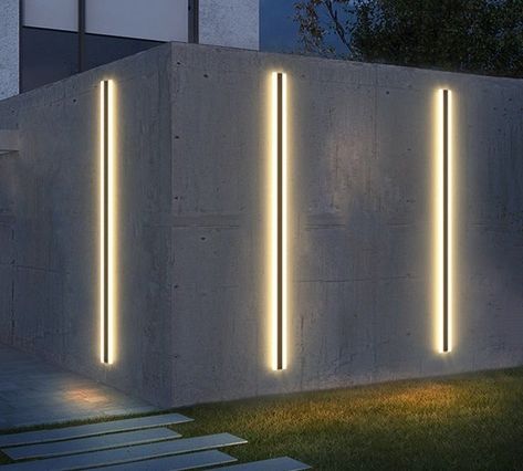 Modern Exterior Lighting, House Lighting Outdoor, Strip Bar, Contemporary Wall Lights, Compound Wall, Facade Lighting, Boundary Walls, Exterior Wall Light, التصميم الخارجي للمنزل