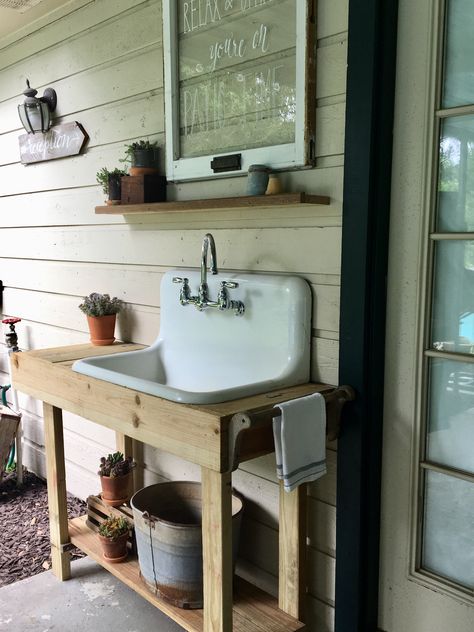 Vintage Sink / Potting Bench Sink Potting Bench, Orangerie Greenhouse, River Pavilion, Potting Sink, Potting Bench With Sink, Outdoor Garden Sink, Outside Sink, Outdoor Sink, Outdoor Potting Bench