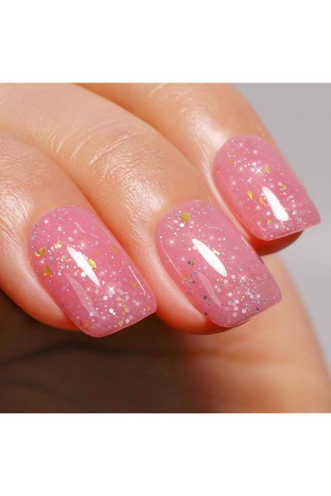 Jelly Glitter Pink Gel Polish,Nude Pink Gel Nail Polish Sheer Neutral Translucent Gel Nail Polish Shimmer UV/LED Soak Off Gel Polish for Nail Art at Home 0.54 Fl Oz 1Pcs Pink Gel Nail Polish, Pink Gel Polish, Nails Inspiration Classy, Art At Home, Nail Art At Home, Pink Gel, Soak Off Gel, Nude Pink, Uv Led